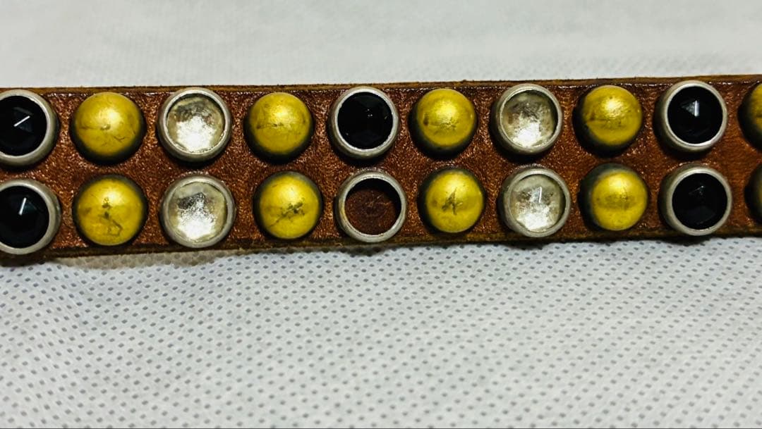 【希少】HTC レザーベルト　ナローベルト　スタッズ　ヴィンテージ　ブラウン