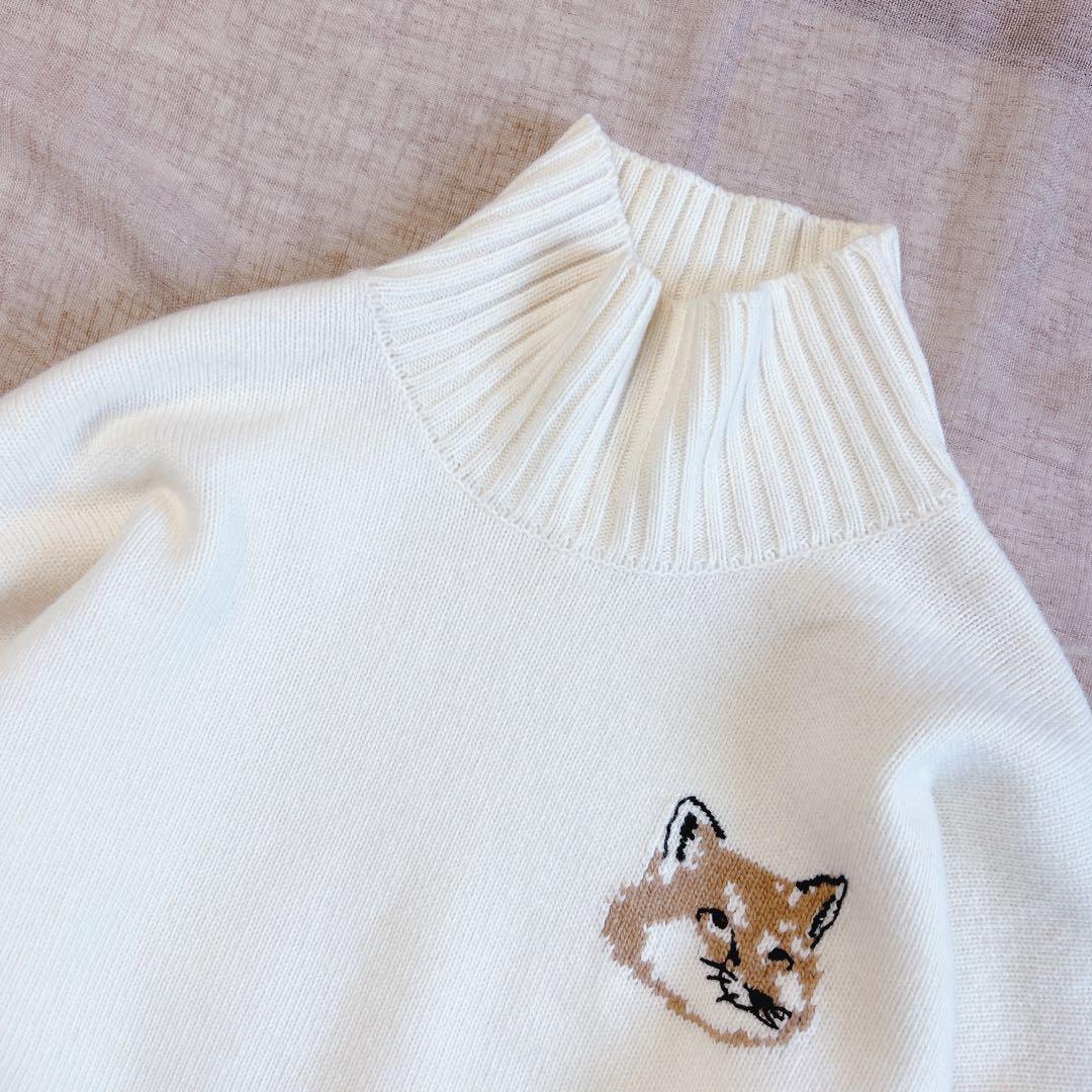 メゾンキツネ ハイネック プルオーバー ニット フォックスヘッド L