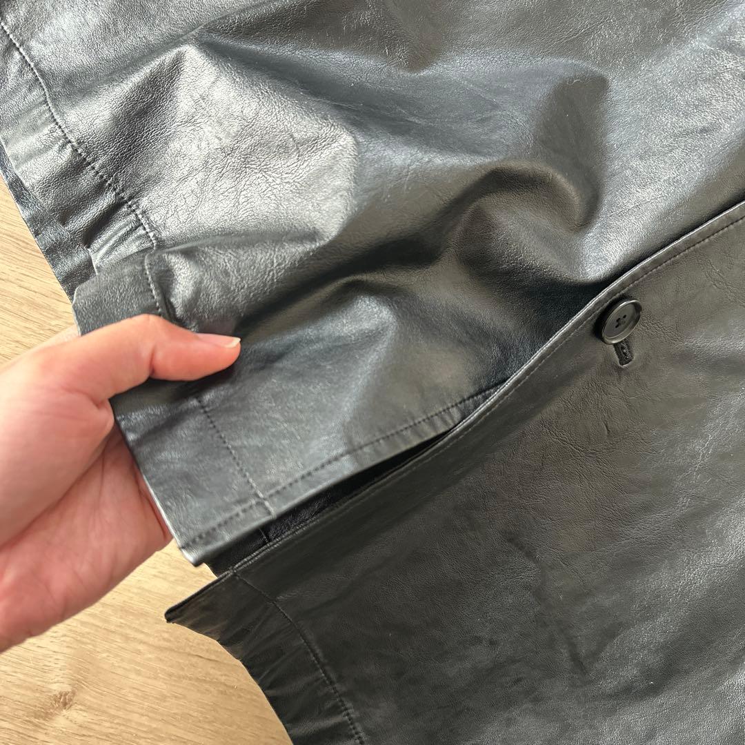 H BEAUTY&YOUTH ブラックレザーシャツジャケット