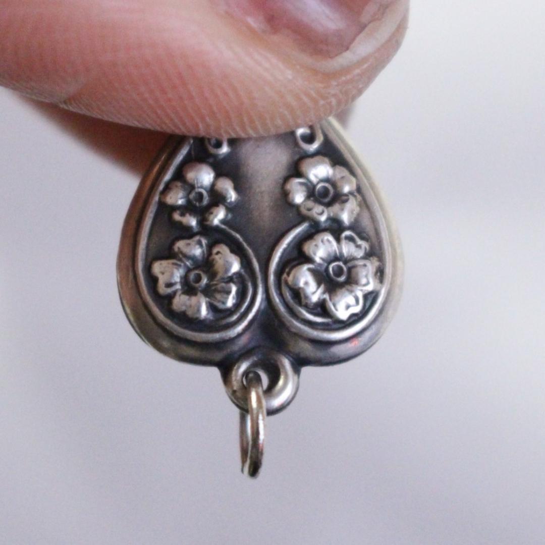 40s　スウィートハートジュエリー　WW2　シルバー　チャーム　勿忘草　navy