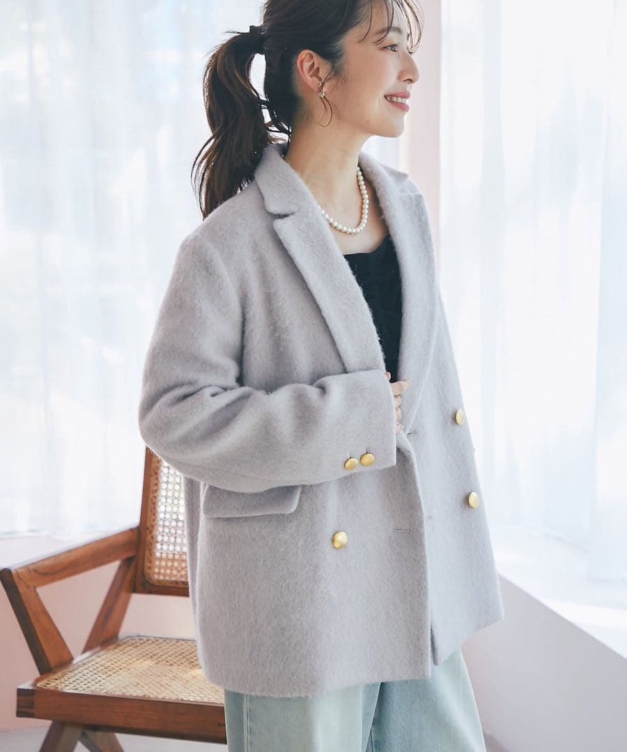 新品　La boutique BonBon ヘアリーシャギージャケット　グレー