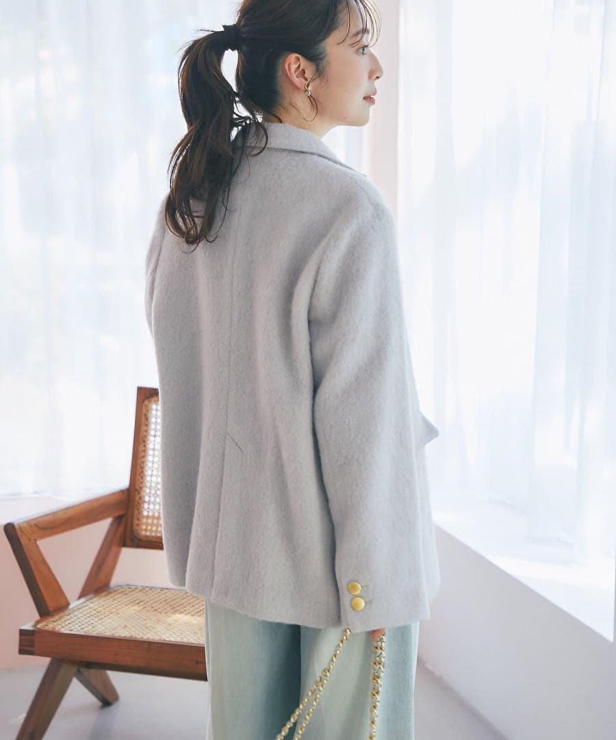 新品　La boutique BonBon ヘアリーシャギージャケット　グレー