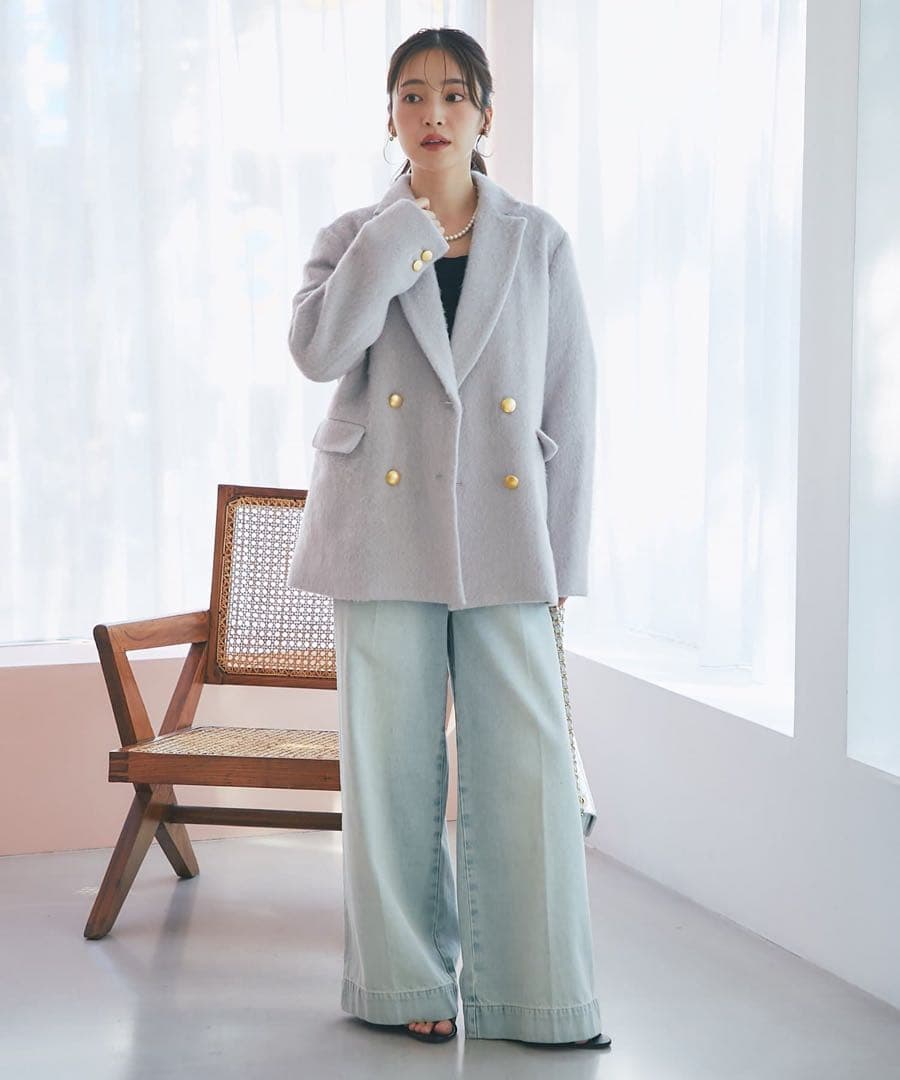 新品　La boutique BonBon ヘアリーシャギージャケット　グレー