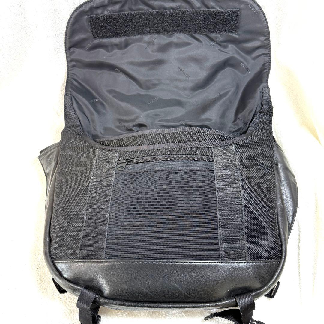 名作✨廃盤品 PORTER ZOOM レザー メッセンジャーバッグ 黒 A4可能