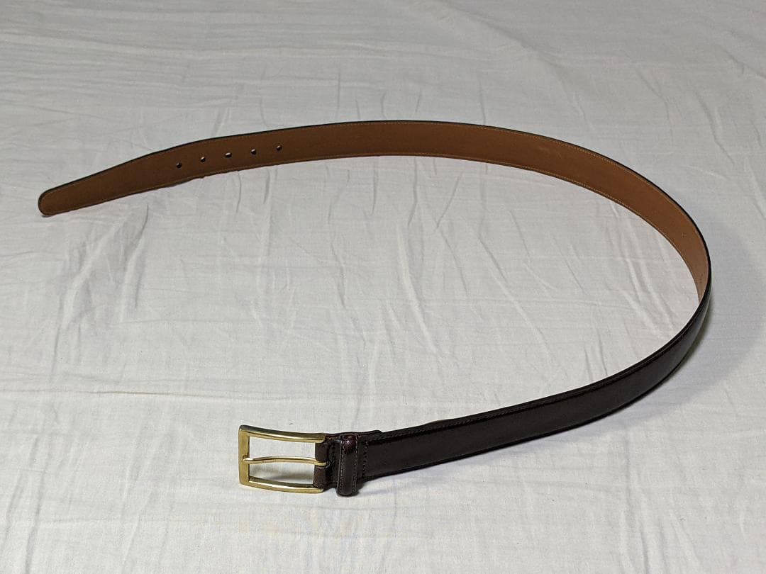 新品未使用 USA製 ブルックスブラザーズ レザー ドレスベルト ダークブラウン
