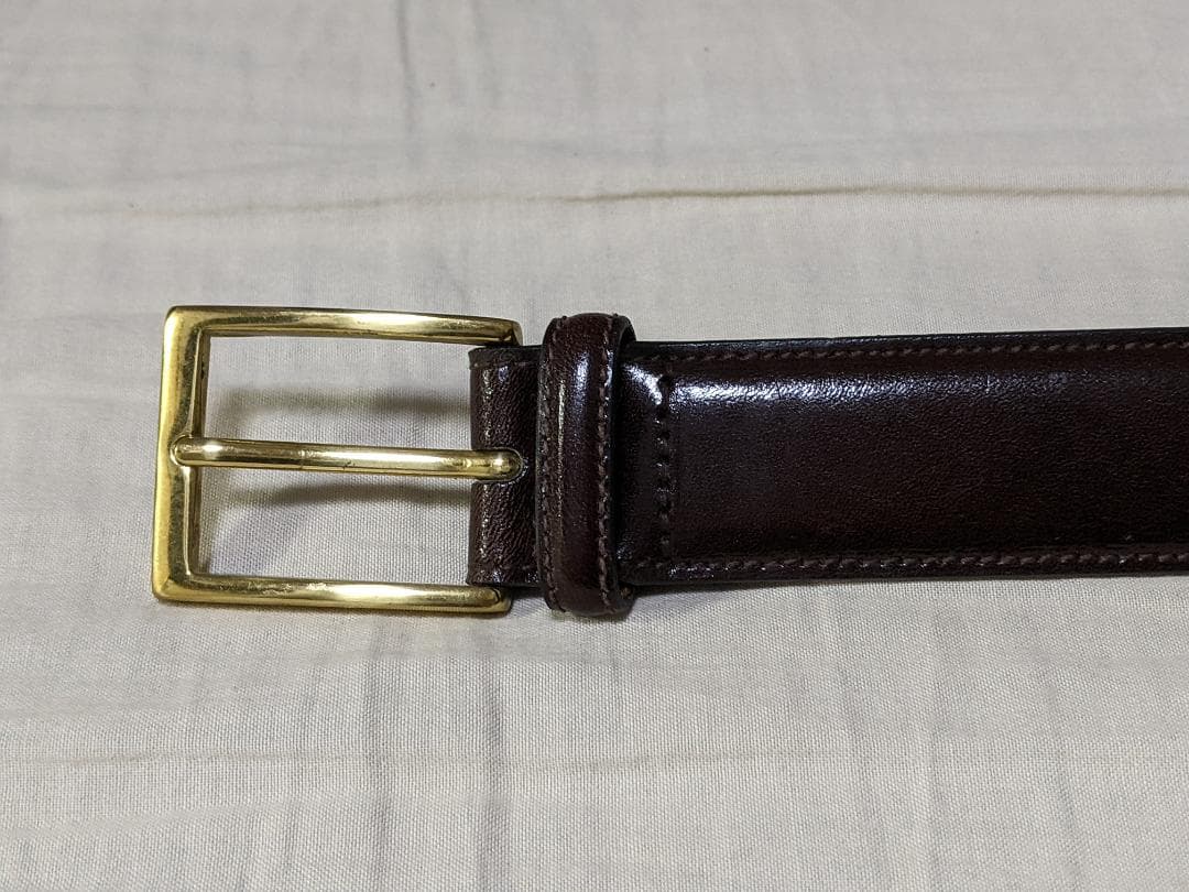 新品未使用 USA製 ブルックスブラザーズ レザー ドレスベルト ダークブラウン