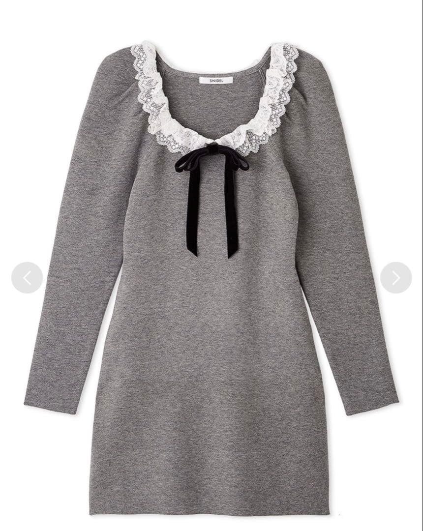 【※ウサギオンライン限定商品】SNIDEL フリルネックニットワンピース