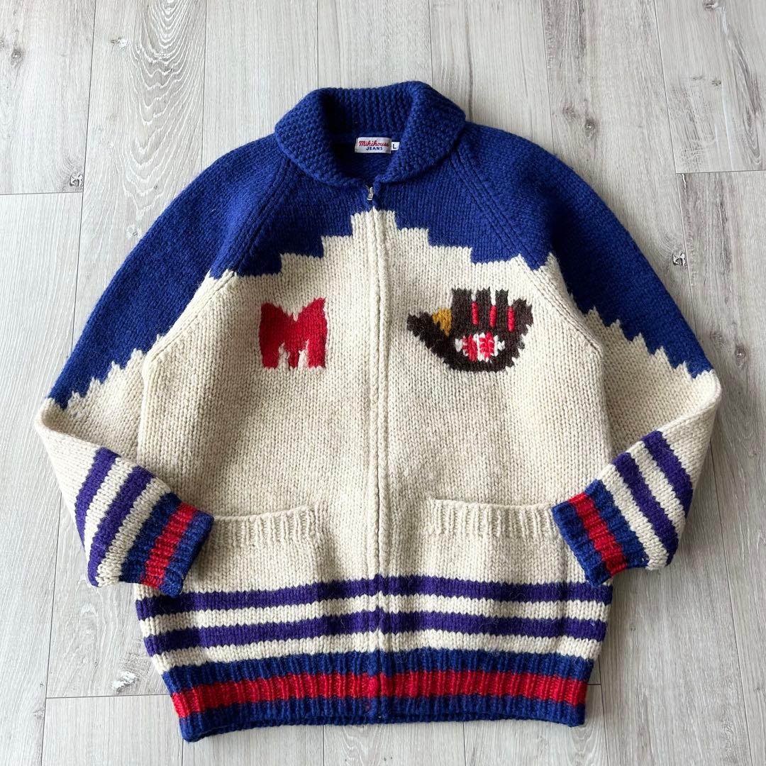 MIKI HOUSE JEANS ミキハウス カウチンニットジャケット L 怪獣