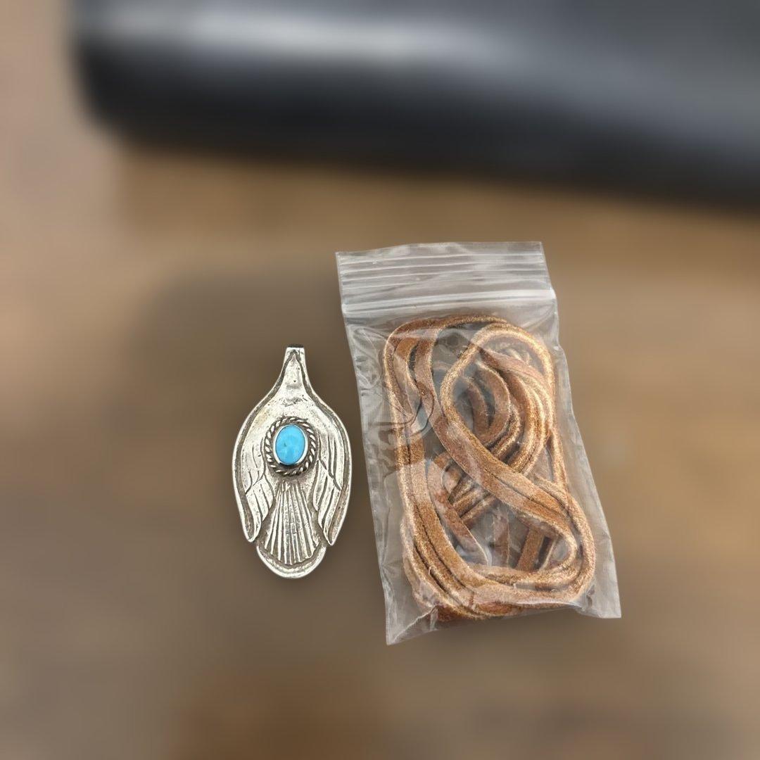 ゴローズ　銀縄ターコイズ付きスプーン　革紐付き【本物】