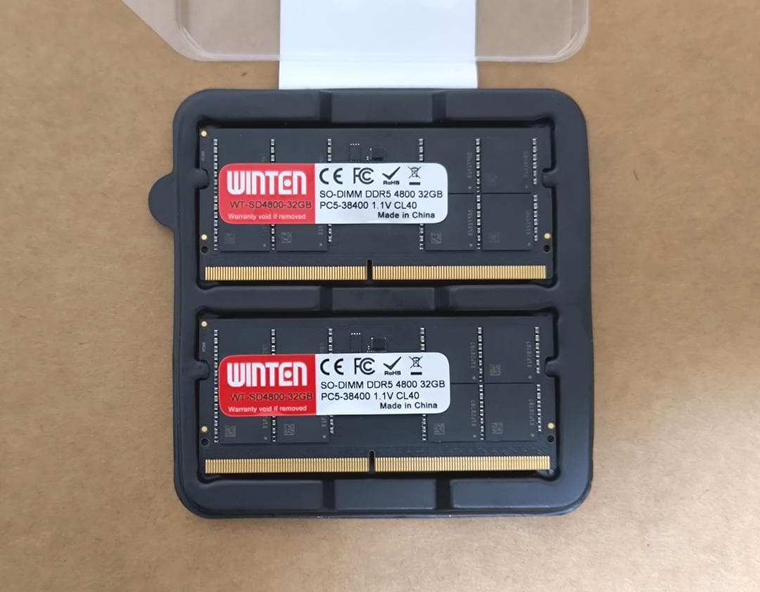 相性問題あり WINTEN ノートPC用メモリ DDR5-4800 32GB×2