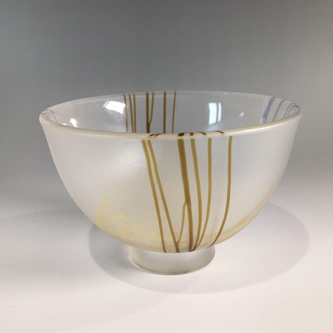 Ｐ６７４　茶碗　『堀口幸子造』『金箔麦藁手』『瑠璃茶碗』　義山茶碗　共箱　茶道具