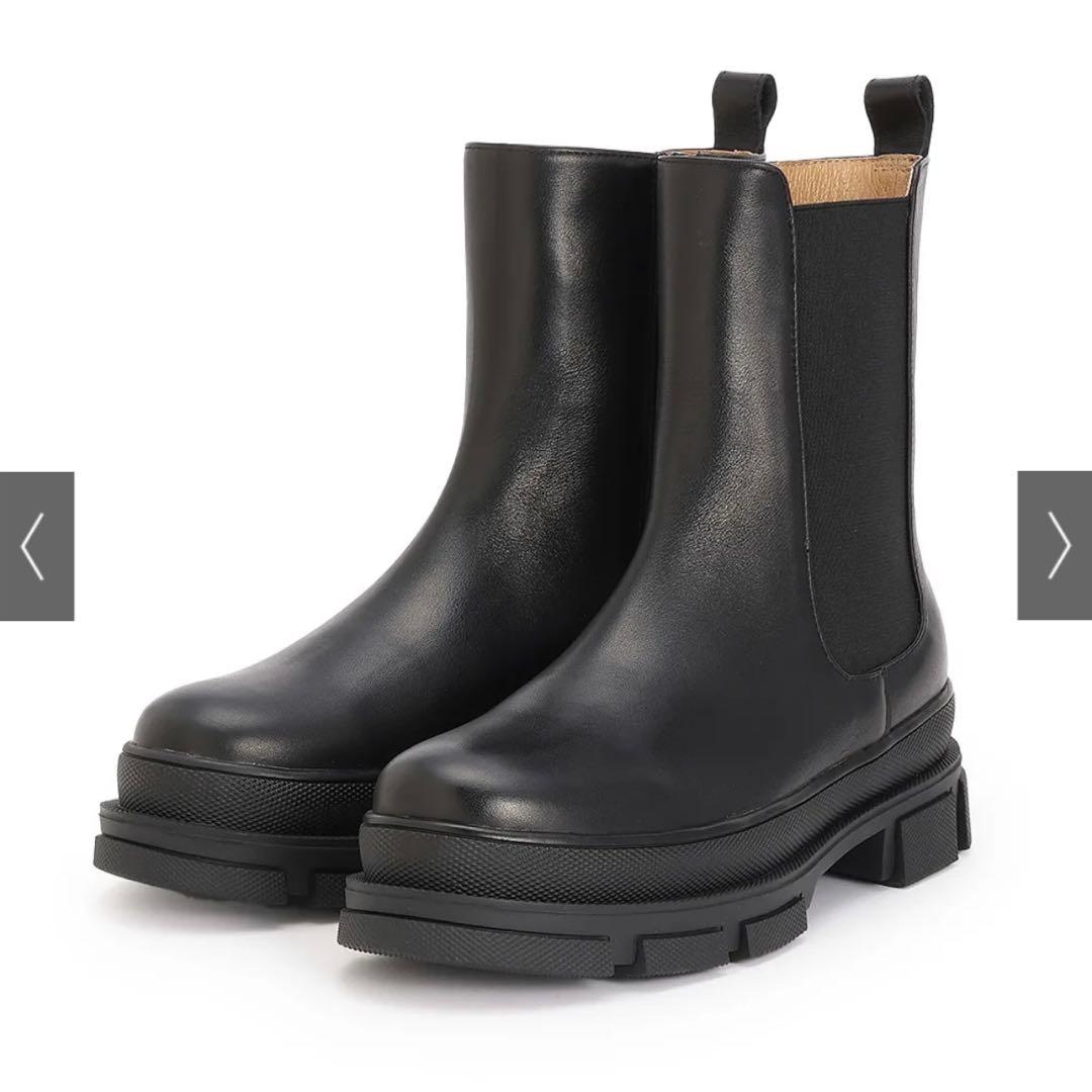 【新品未使用】ATELIER BRUGGE サイドゴアブーツ レザー 厚底 黒