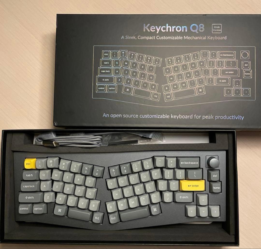 【ほぼ未使用】Keychron Q8 グレー 赤軸 ホットスワップ