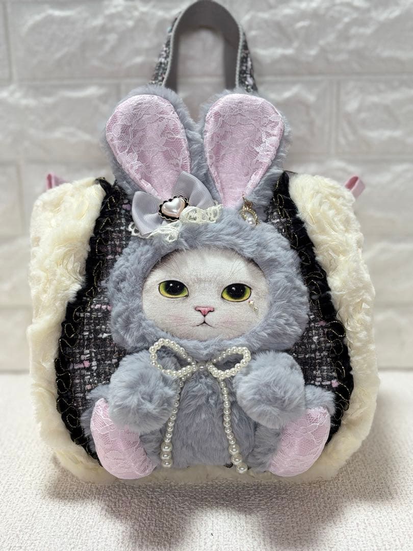 黒*こ様 コヤンイサムチョン　ハンドメイド　ファーバッグ　ギムくん　グレーうさぎ