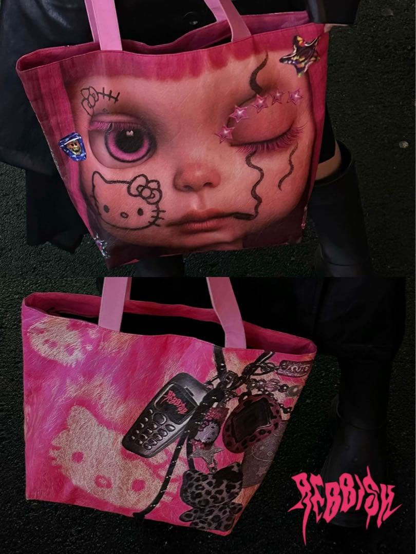 REBBISH ドールプリントタイベックバッグ 両面 y2k