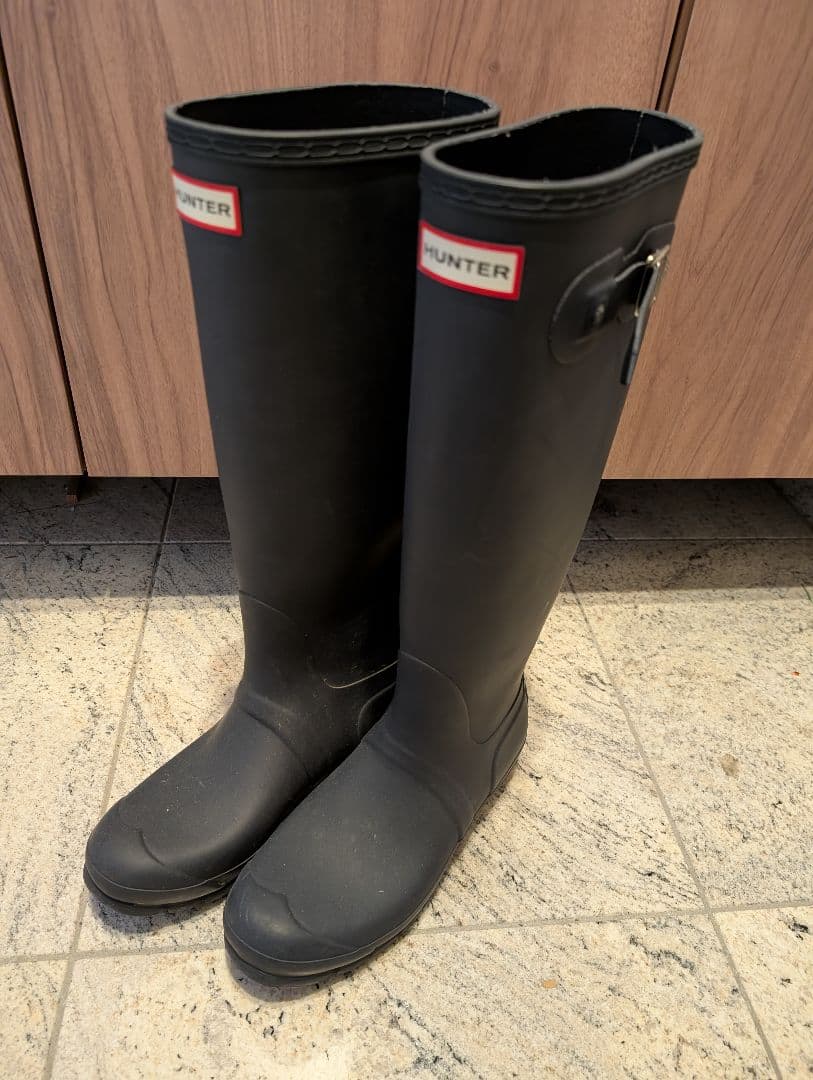 HUNTER ネイビー 長靴　バックル付き