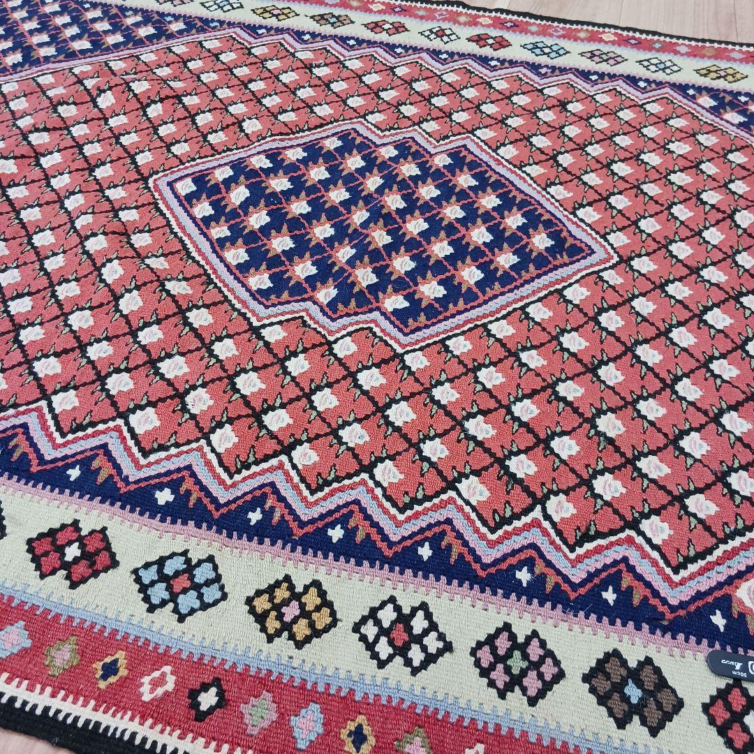 Y2744 ペルシャ絨毯 キリム ラグマット 手織り ウール 152×100㎝