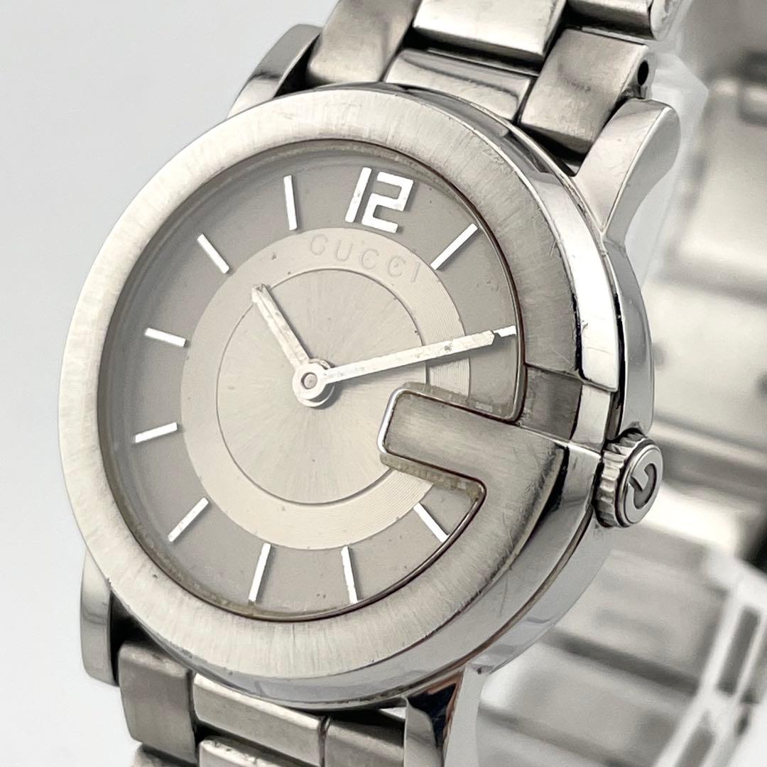 【稼働/新品電池】GUCCI グッチ　Gラウンド　腕時計　シルバー　レディース