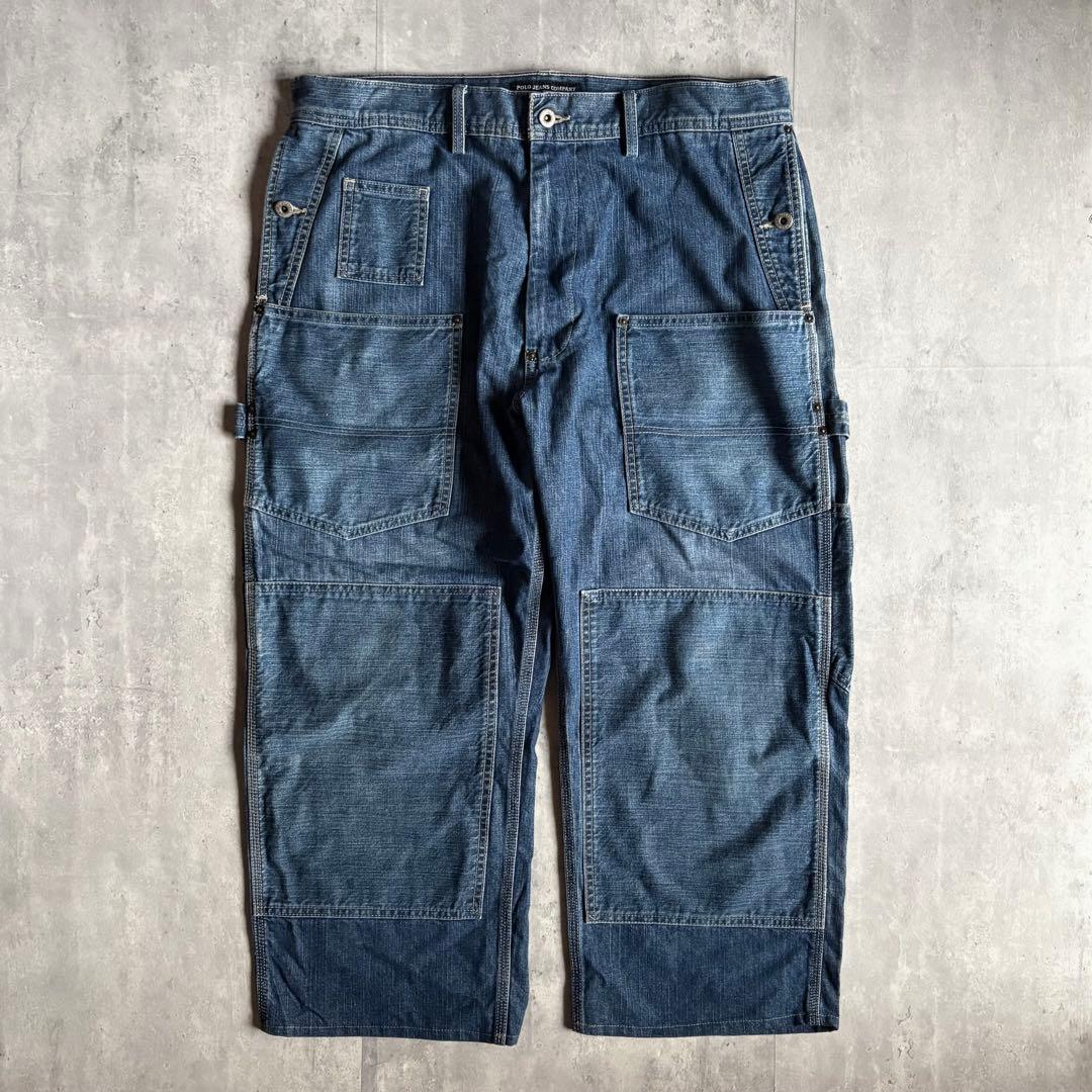 【90s polo jeans】バギーデニムパンツ　ダブルニー　極太　y2k