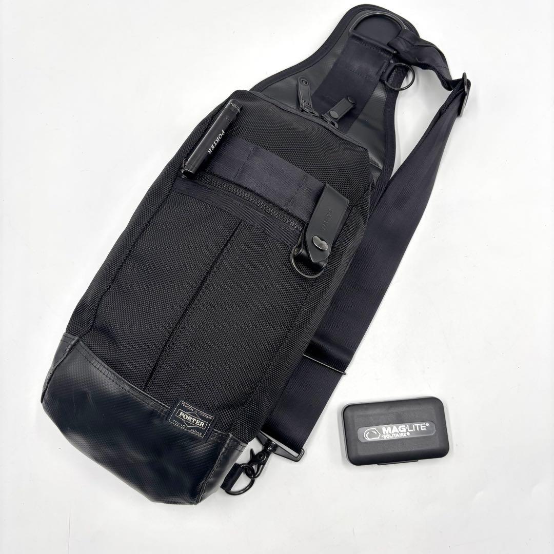 【極美品】 PORTER ポーター ヒート スリング ボディバッグ ブラック 黒