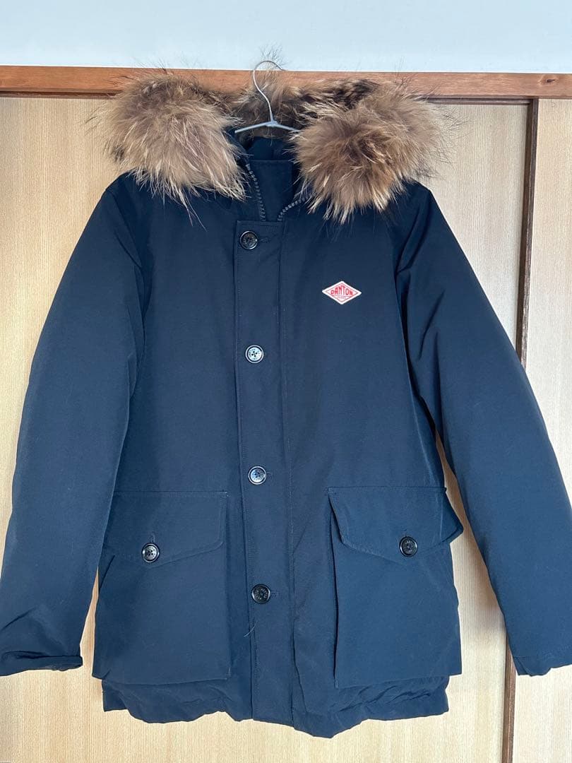 DANTON ダントン タッサーダウンジャケット ネイビー 38 ファー