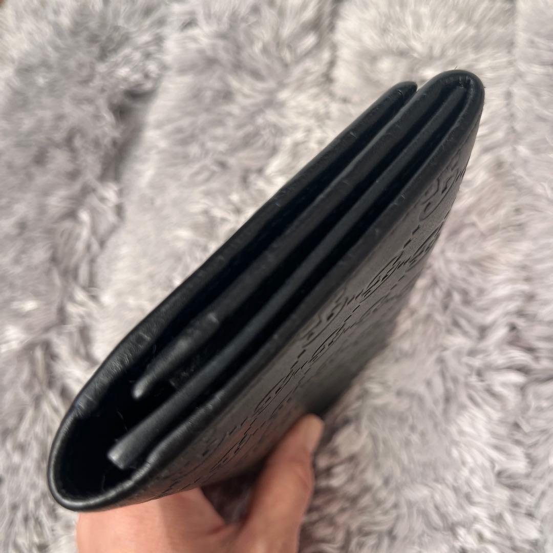 美品✨GUCCI シマ　長財布　ロゴプレート　ブラック　メンズ