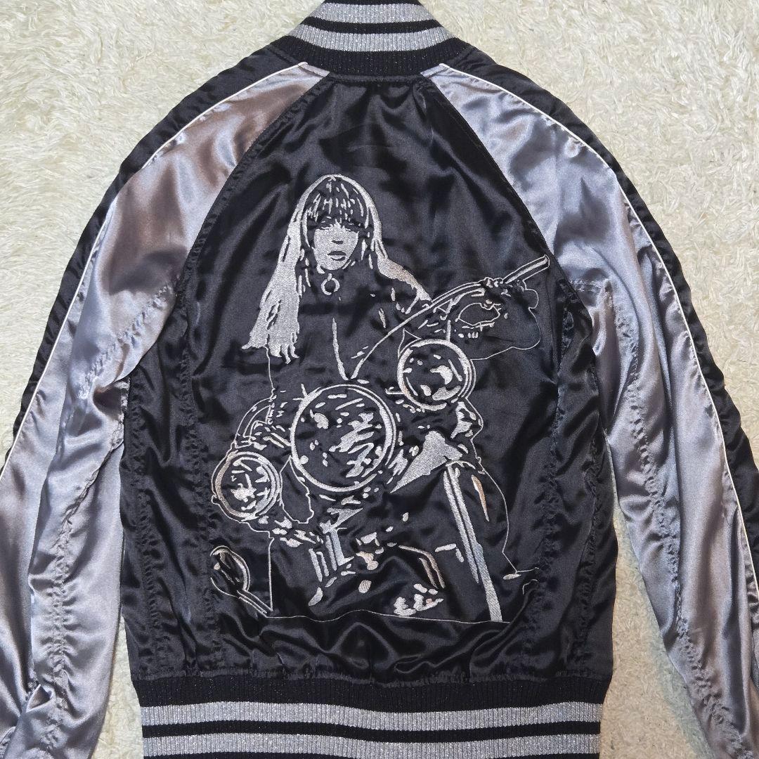 ヒステリックグラマー バイクガール スカジャン 2AB-5940　F 刺繍　灰黒