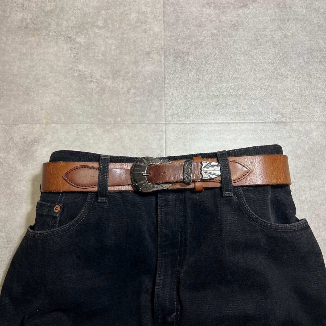 バックドロップ　レザーベルト　90s　アーカイブ　ブラウン　メキシカン