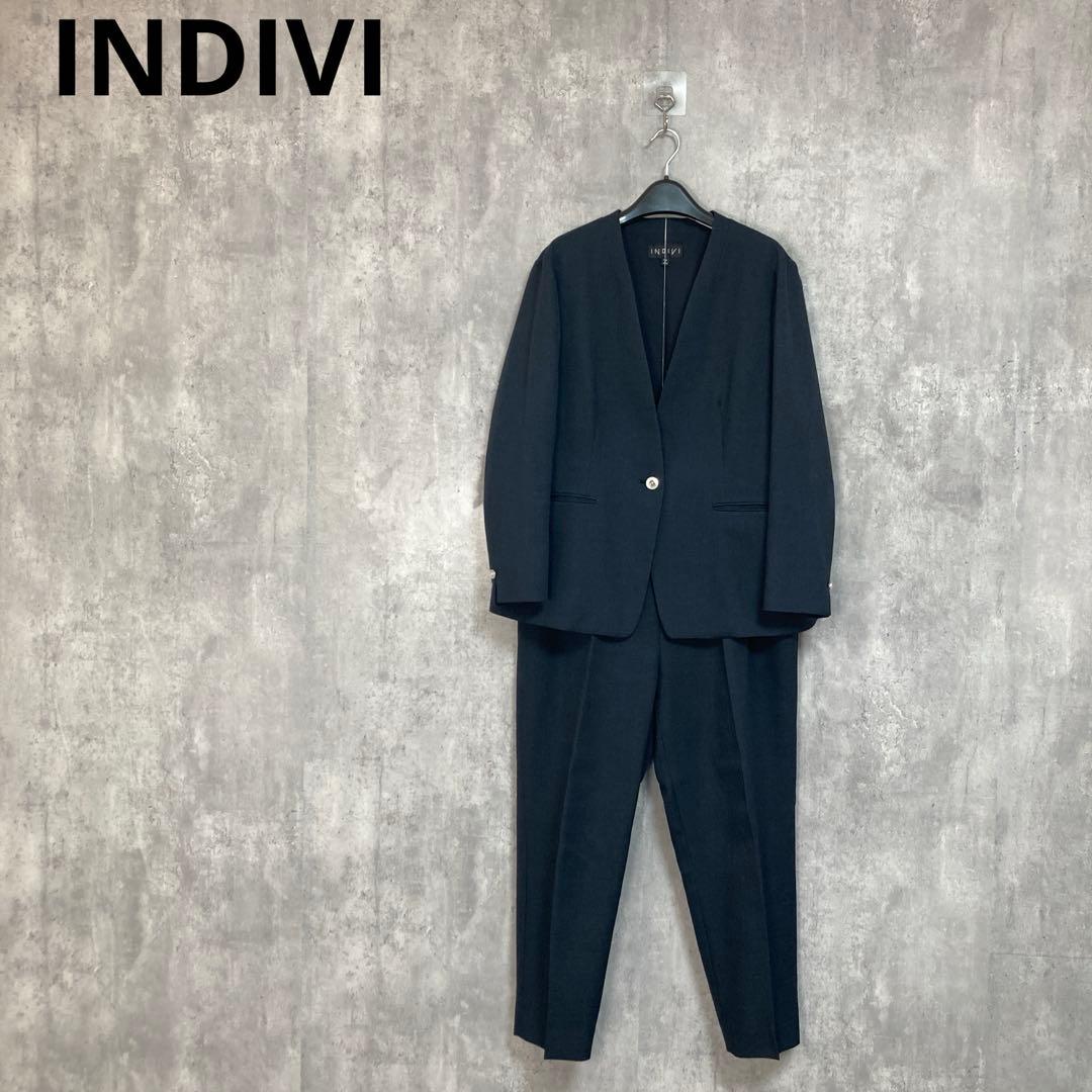 専用【INDIVI】　シャンブレーセットアップ　パンツスーツ　19 日本製