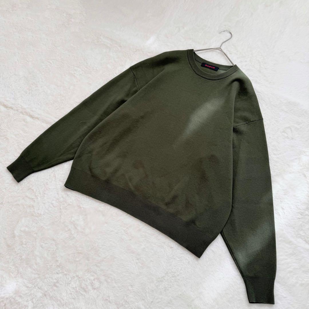 美品✨CABaN コットンカシミヤクルーネックプルオーバー ダークグリーン　M