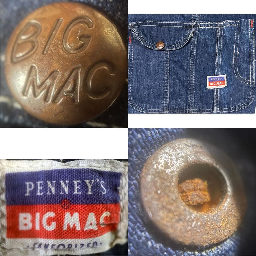 1950年代 PENNEY'S BIG MAC デニムオーバーオール 縦落ち