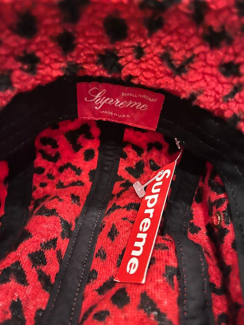 Supreme レオパード フリース イヤーフラップ FW17 タグ付