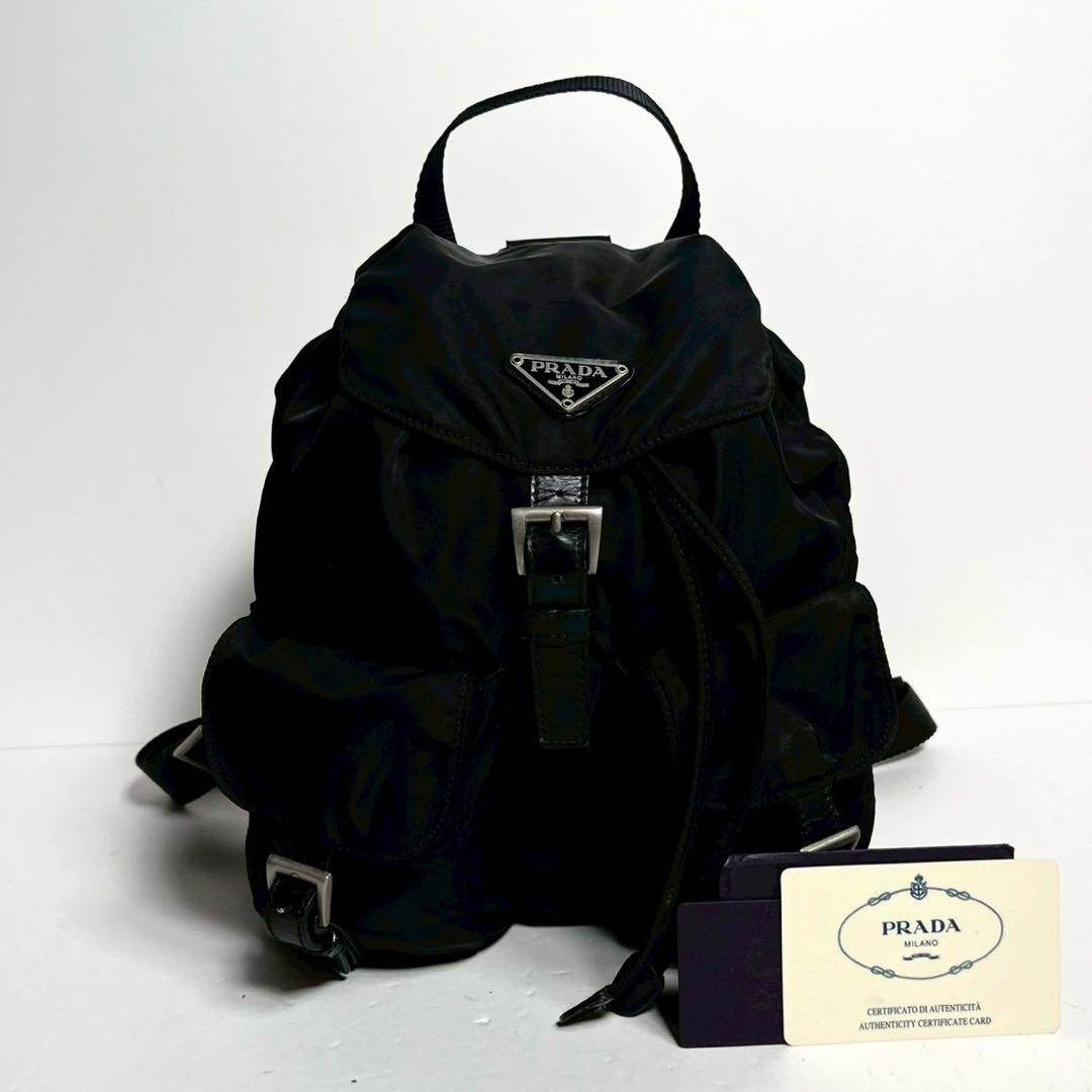 【極美品・Gカード付き✨】プラダ バッグパック 三角ロゴ 巾着 テスートナイロン