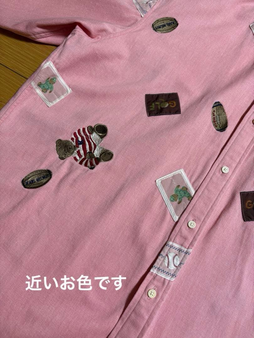 karl helmut ラグビーくま ワッペン 長袖シャツ　ピンクハウス