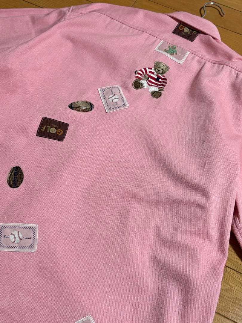 karl helmut ラグビーくま ワッペン 長袖シャツ　ピンクハウス