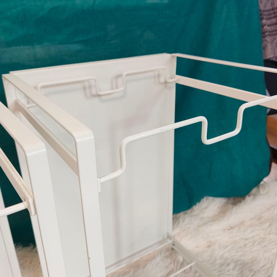 美品✨山崎実業　ホワイト レジ袋 目隠し2分別ダストワゴン ×２個