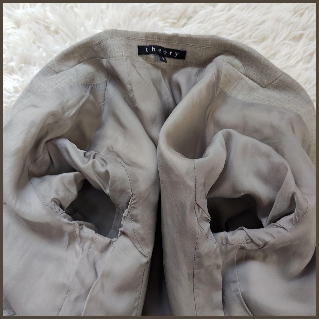 セオリー　パンツスーツ　セットアップ　ビジネス　フォーマル　グレー　1つボタン