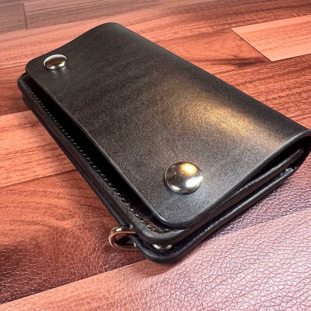 アルギニン【トラッカーウォレット ミドル 2層】ブラック 北米ステア