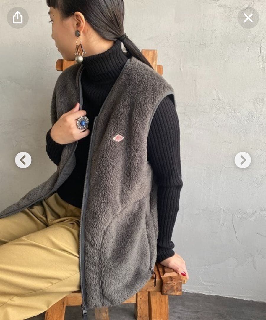 DANTON ダントン ハイパイルボアフリースベスト 40 チャコール