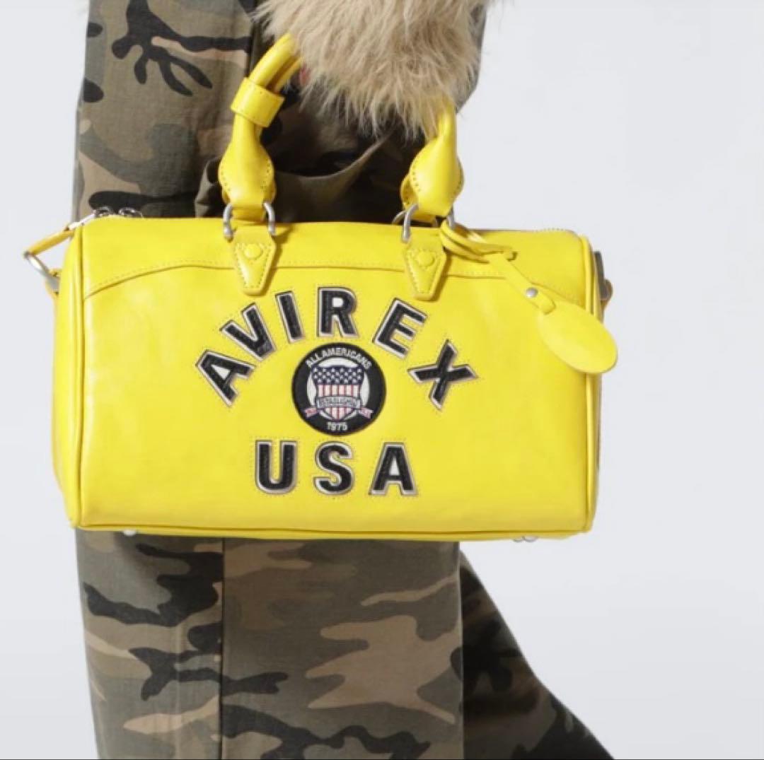 極美品　AVIREX ミニボストン イエロー