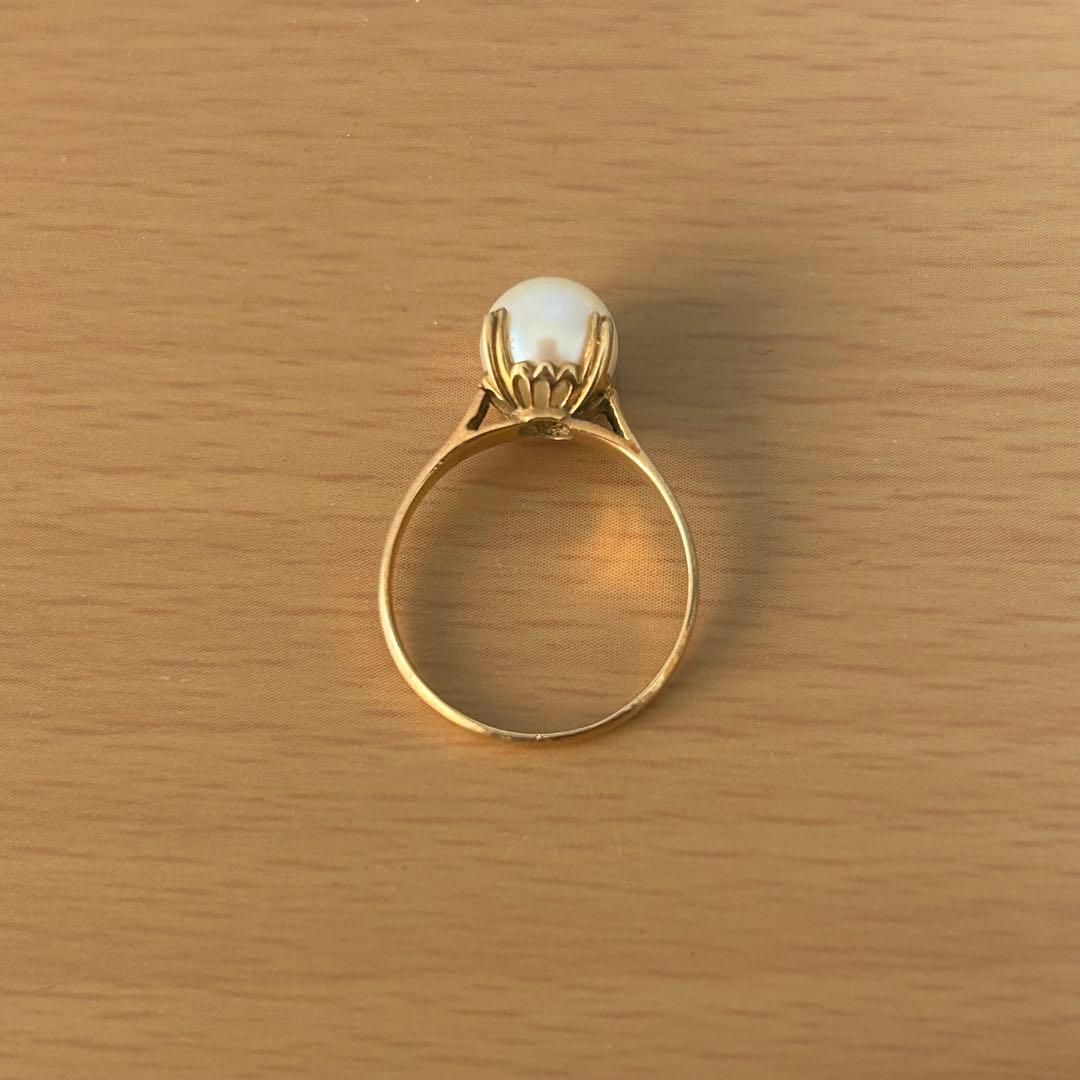 【値引き対応あり】【18K】 本真珠 パールリング（刻印あり）