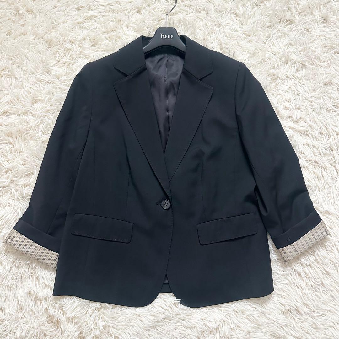 バーバリー 大きいサイズ パンツスーツ セットアップ ノバストライプ 黒