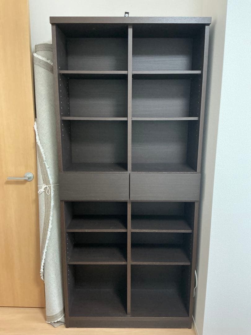 ニトリ　ダークブラウン本棚 引き出し付き
