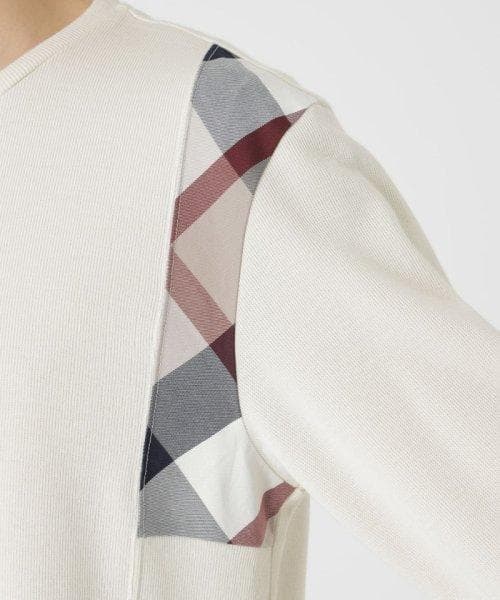 新品 ブラックレーベルクレストブリッジ チェック長袖ニットカットソー白セーターL