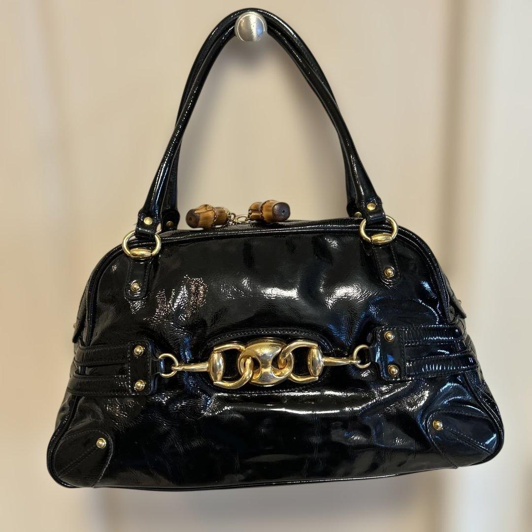 めりーグッチ ホースビット バンブー レザー ハンドバッグ ショルダー