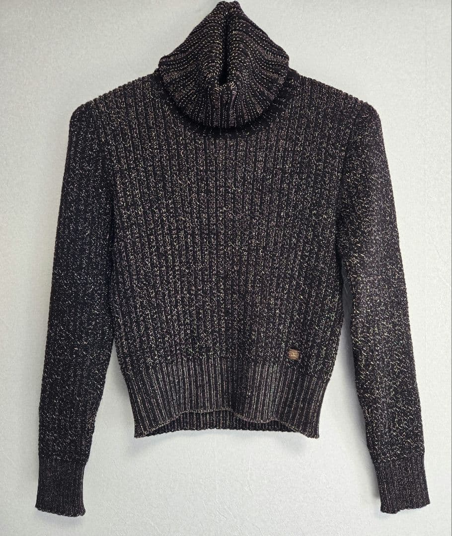 美品 CHANEL シャネル ラメ入りタートルネックセーターsize42