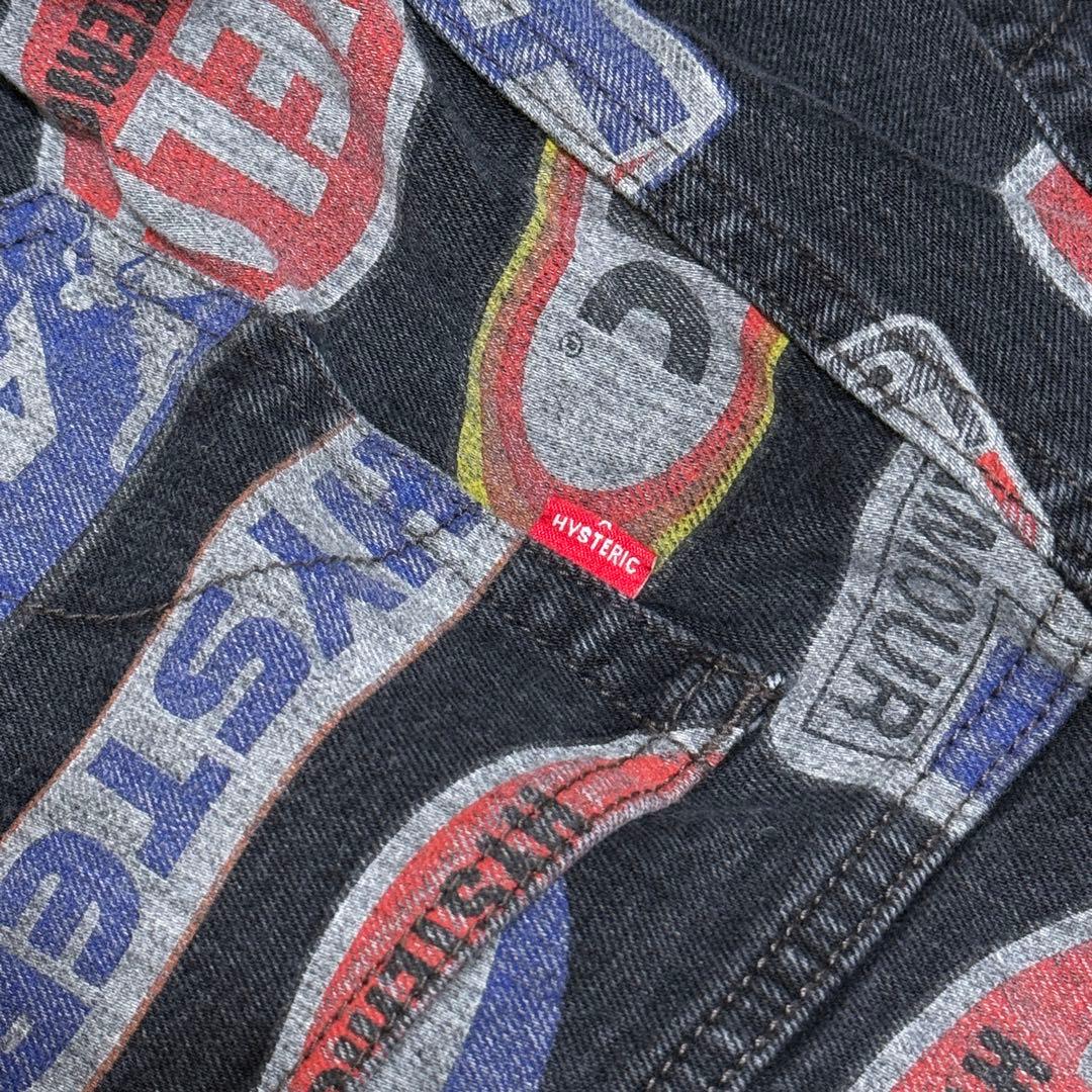 【美品】ヒステリックグラマー HYSTERIC MOTOR柄 フレアデニムパンツ