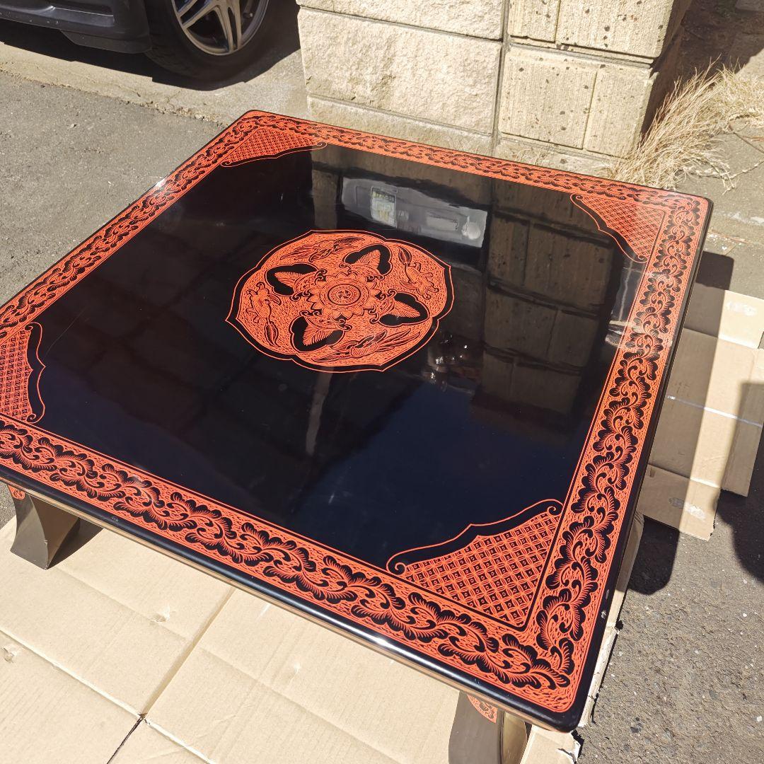 昭和レトロ　大正ロマン　漆塗り　小型高級ちゃぶ台 古家具　当時物　送料込