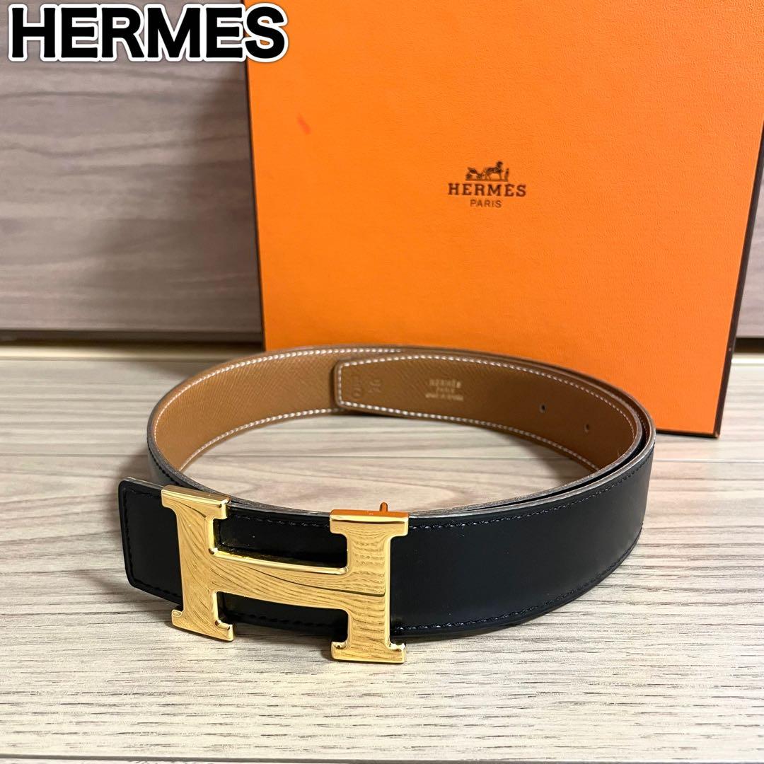 未使用級/エルメス　ベルト　コンスタンス　Hロゴバックル リバーシブル　レザー