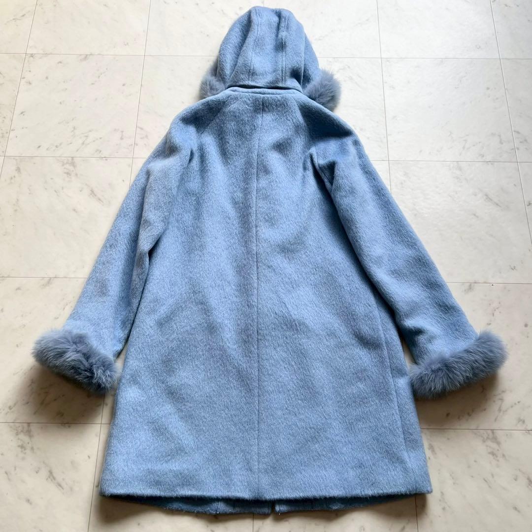 AUSTIN REED フォックスファー モヘヤ混シャギーダッフルコート 40